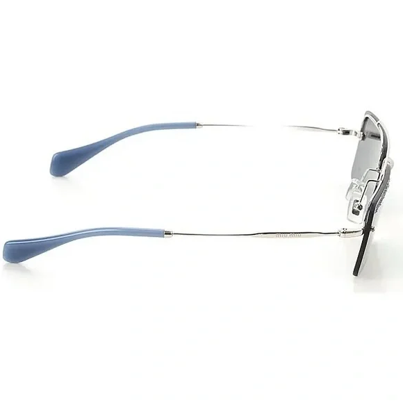 Miu Miu Société Blue Tinted Embellished Brow Bar Square Sunglasses